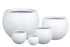 Fiber Clay Round Pot - White