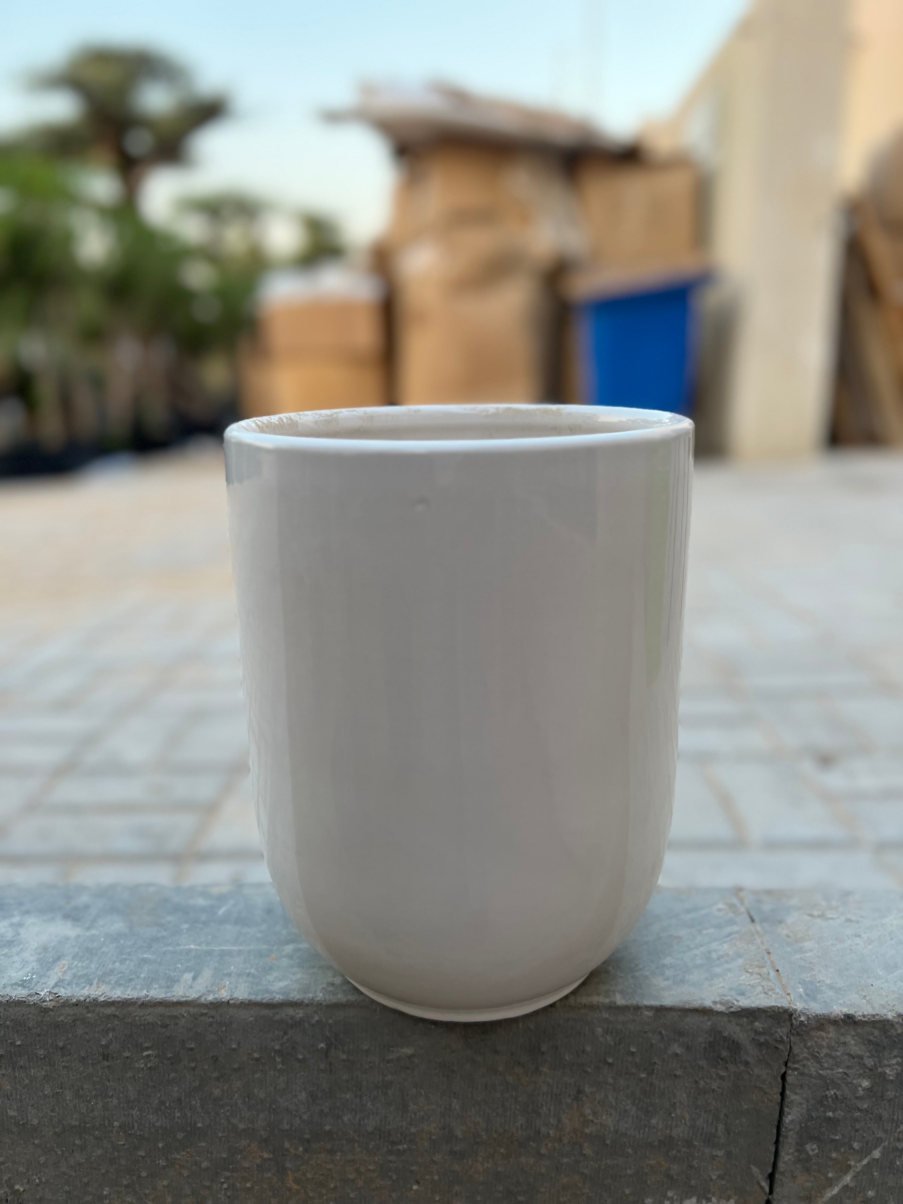 Glossy Black & White Smooth Ceramic Pot – 20cm x 24cm