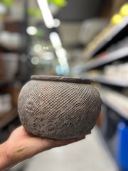 Ceramic Dark Brown Rusted Ball Shape Table Top Pot