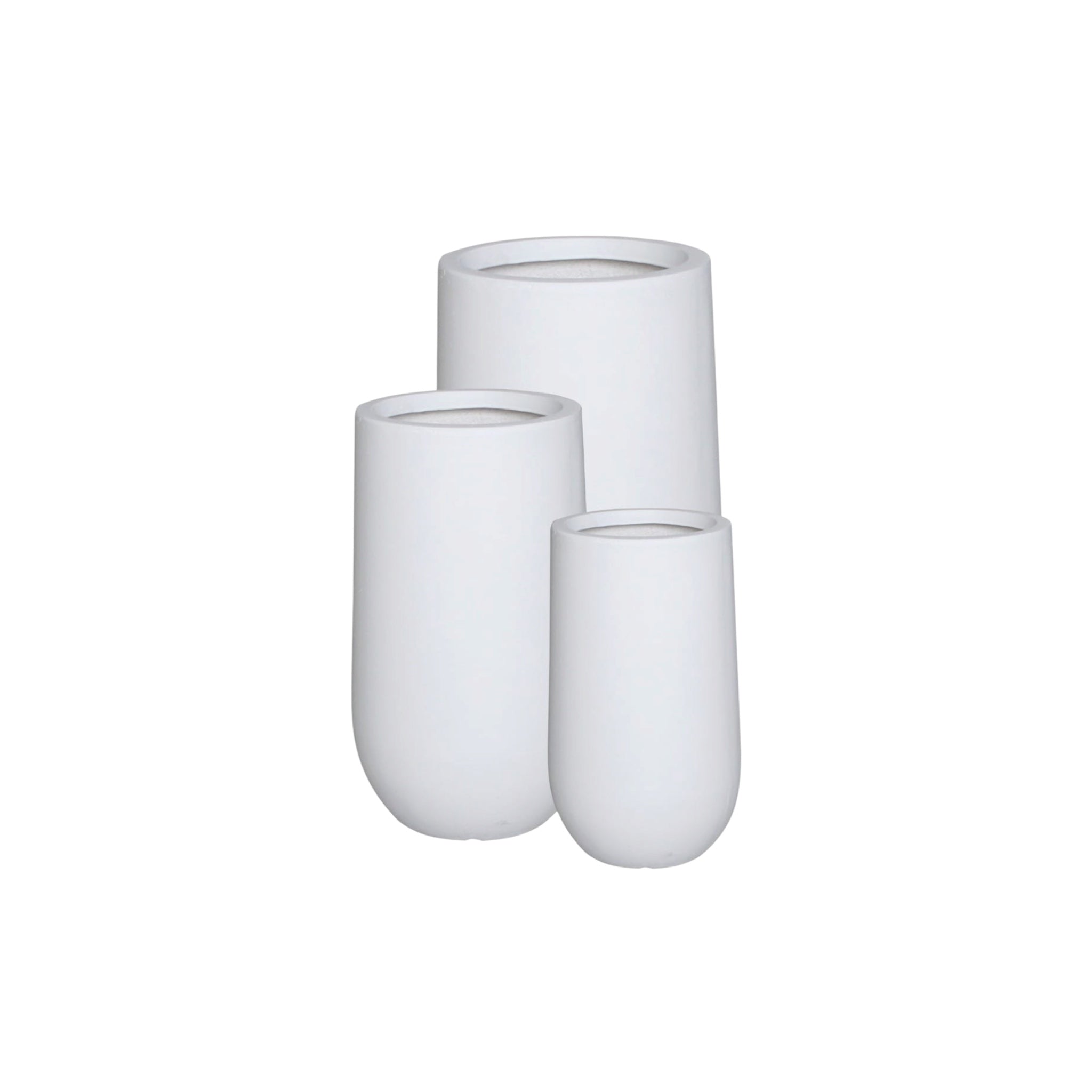 Fiber Clay Tall Drop Pot - White