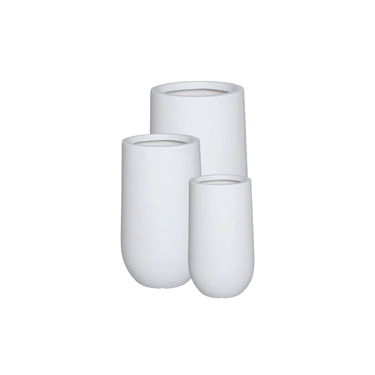 Fiber Clay Tall Drop Pot - White