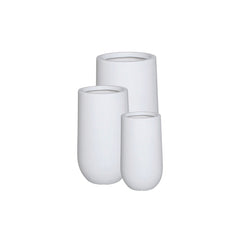 Fiber Clay Tall Drop Pot - White