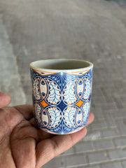 Ceramic Small Patterned Table Top Pot 7cm x 7cm
