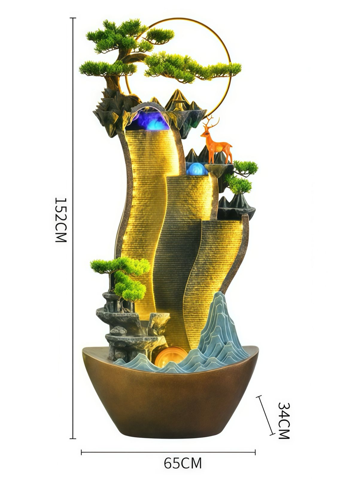 Luxury Mountain Landscape LED Water Fountain
(Size: 152cm x 65cm x 34cm)