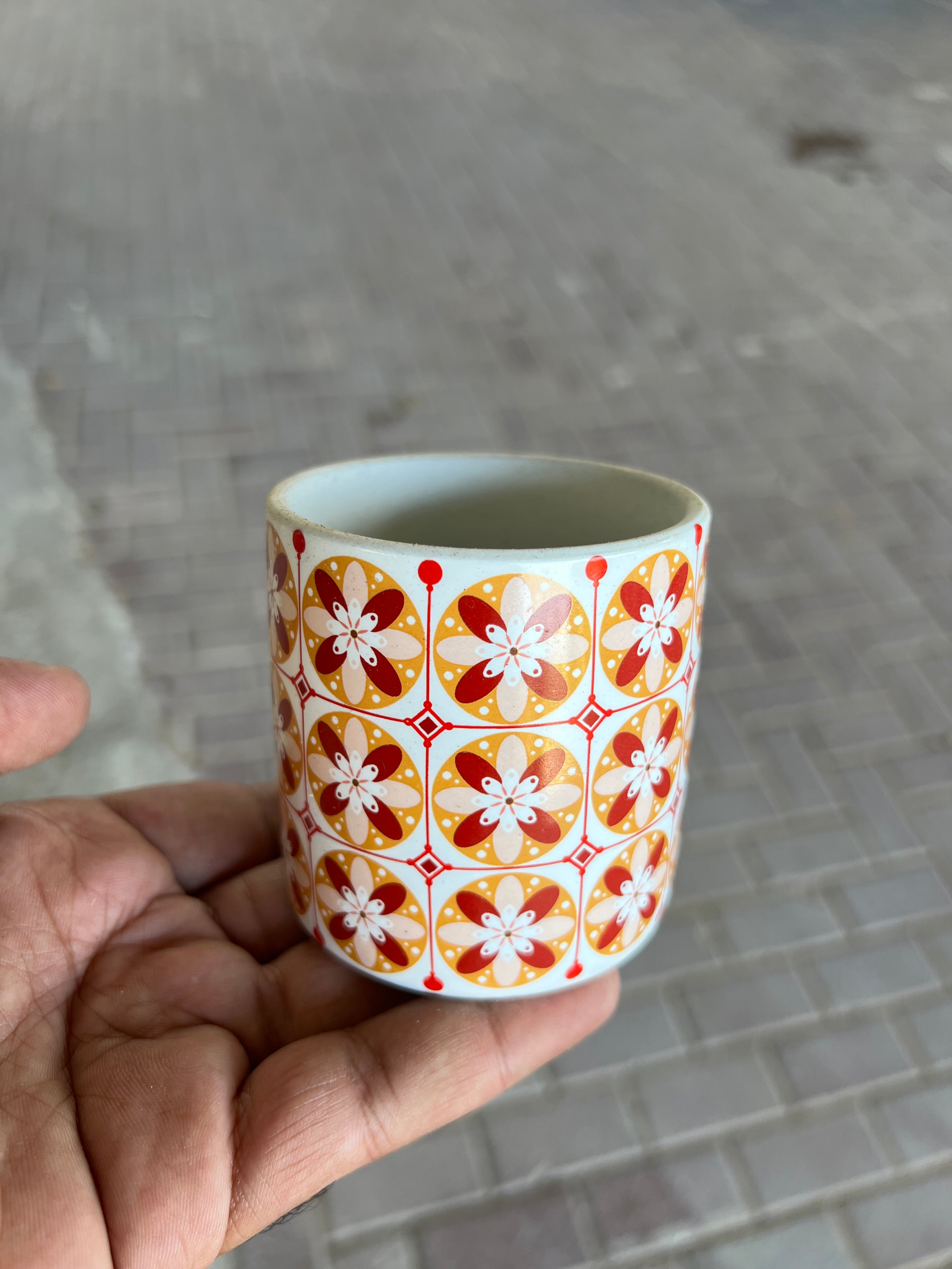 Ceramic Small Patterned Table Top Pot 7cm x 7cm
