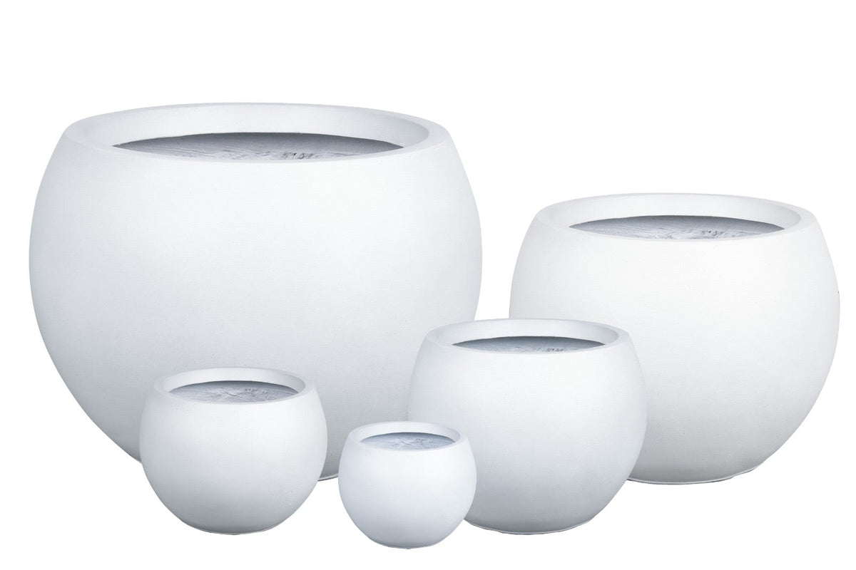 Fiber Clay Round Pot - White