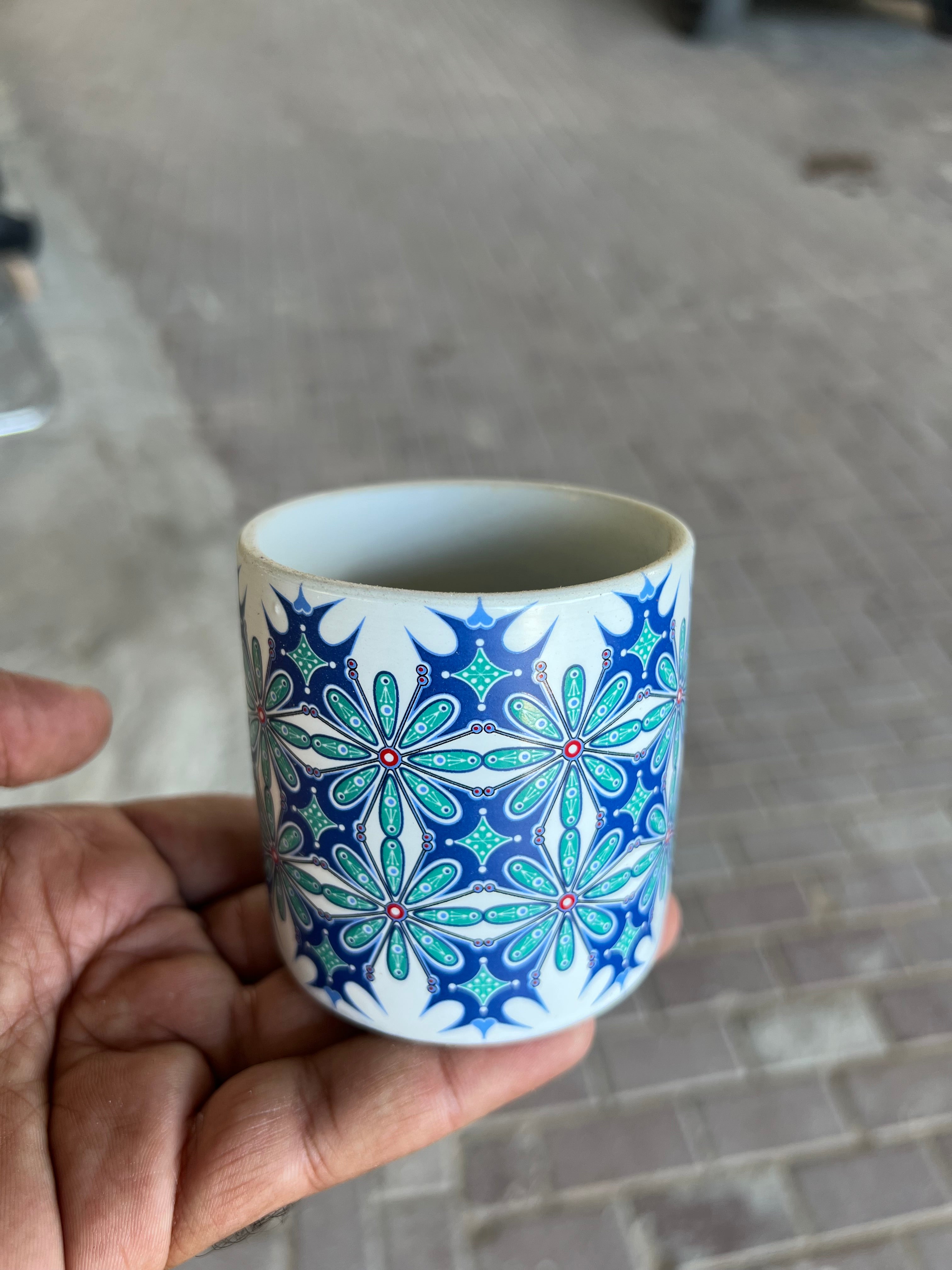 Ceramic Small Patterned Table Top Pot 7cm x 7cm