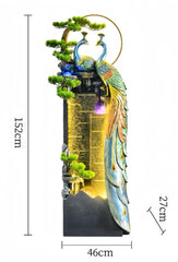 Elegant Twin Peacock LED Water Fountain
(Size: 152cm x 46cm x 27cm)