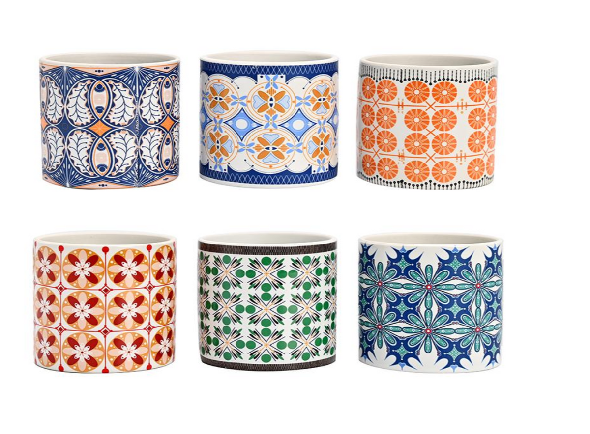 Ceramic Small Patterned Table Top Pot 7cm x 7cm