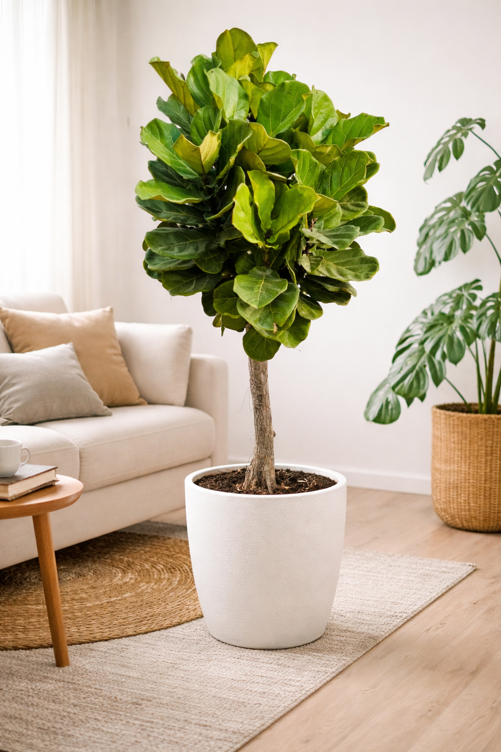 Fiddle Leaf Fig (Ficus Lyrata) – Premium Indoor Plant in White Ceramic Pot 180 cm