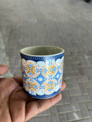 Ceramic Small Patterned Table Top Pot 7cm x 7cm