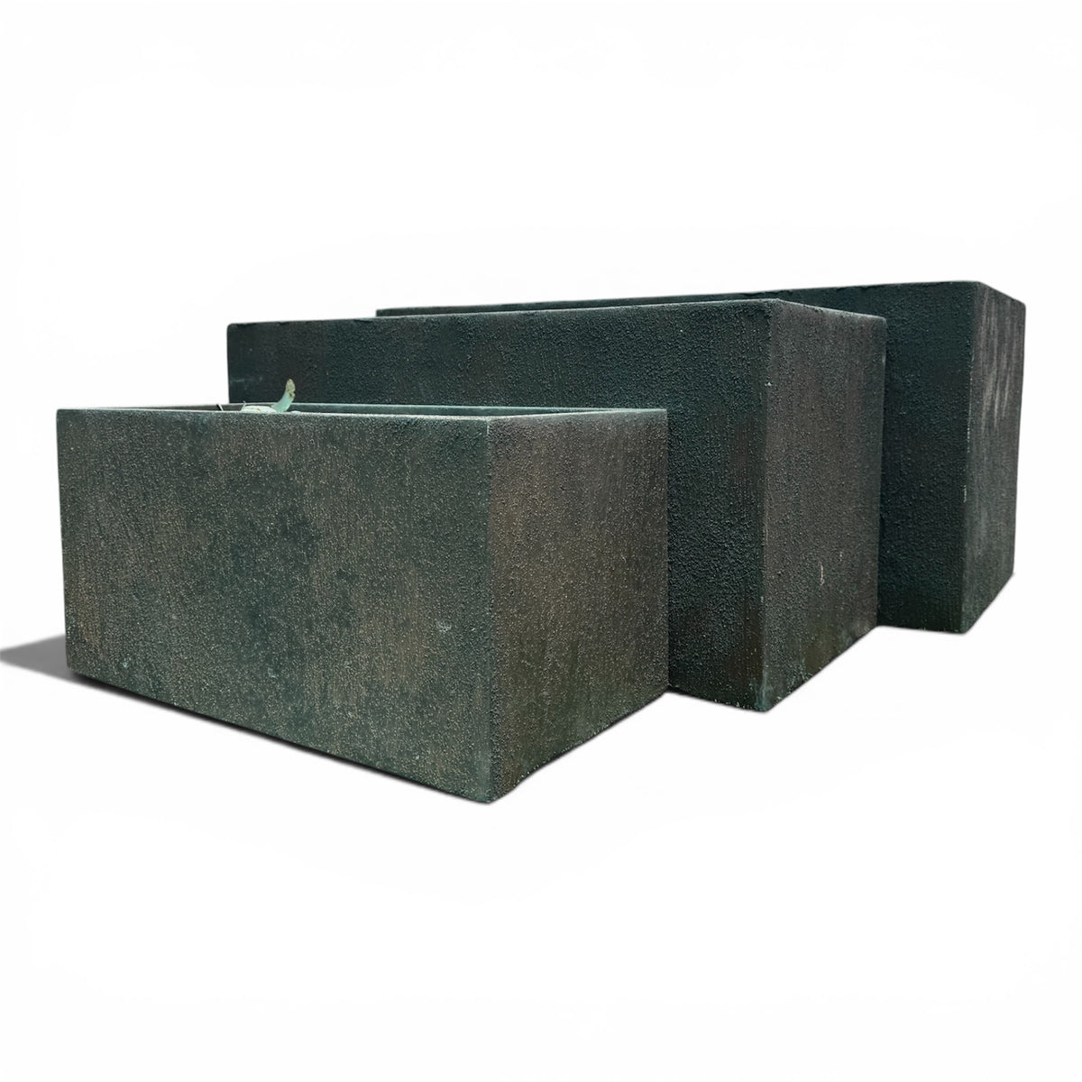 Rustic Fiber Clay Rectangular Planter
