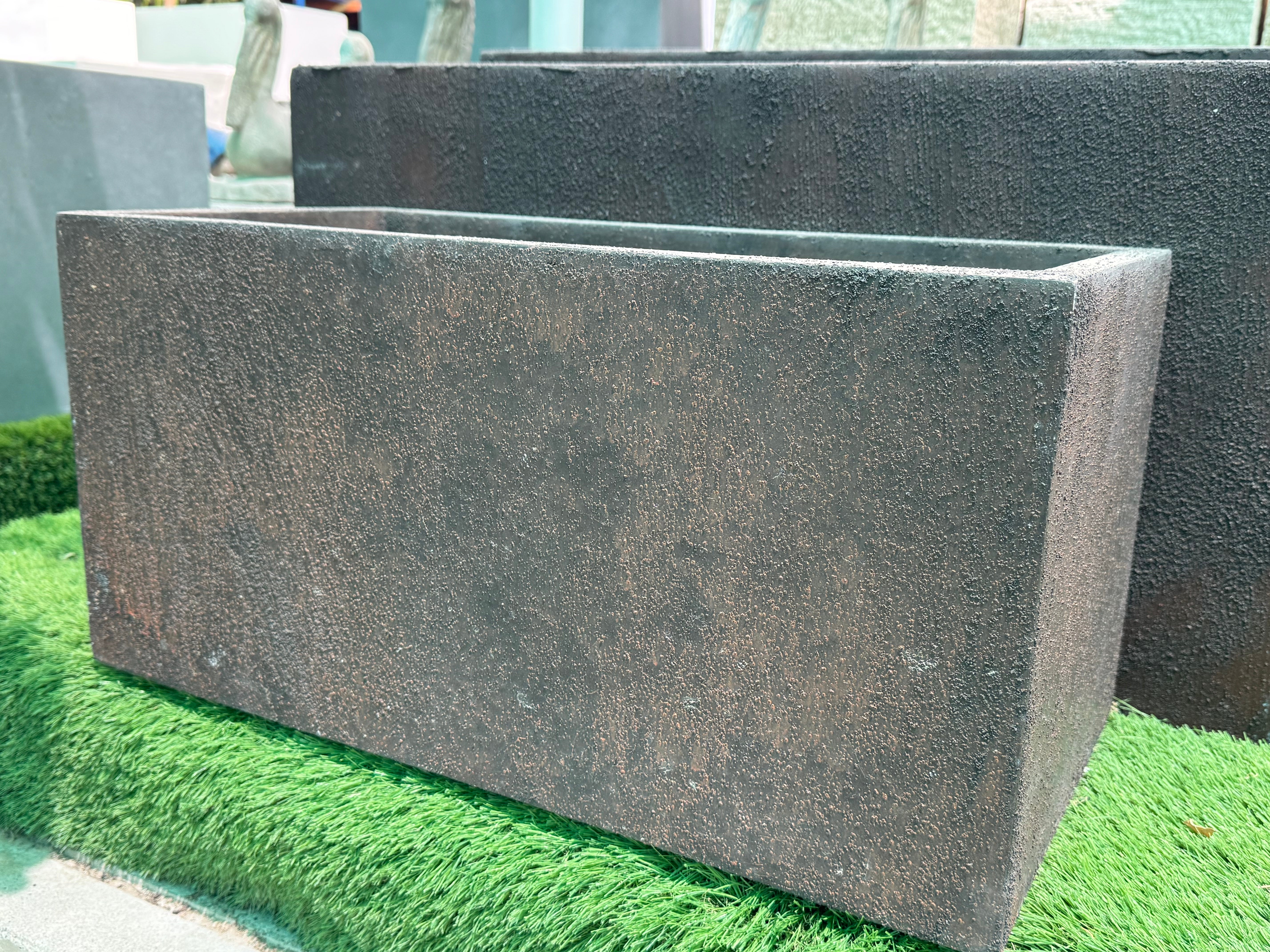 Rustic Fiber Clay Rectangular Planter