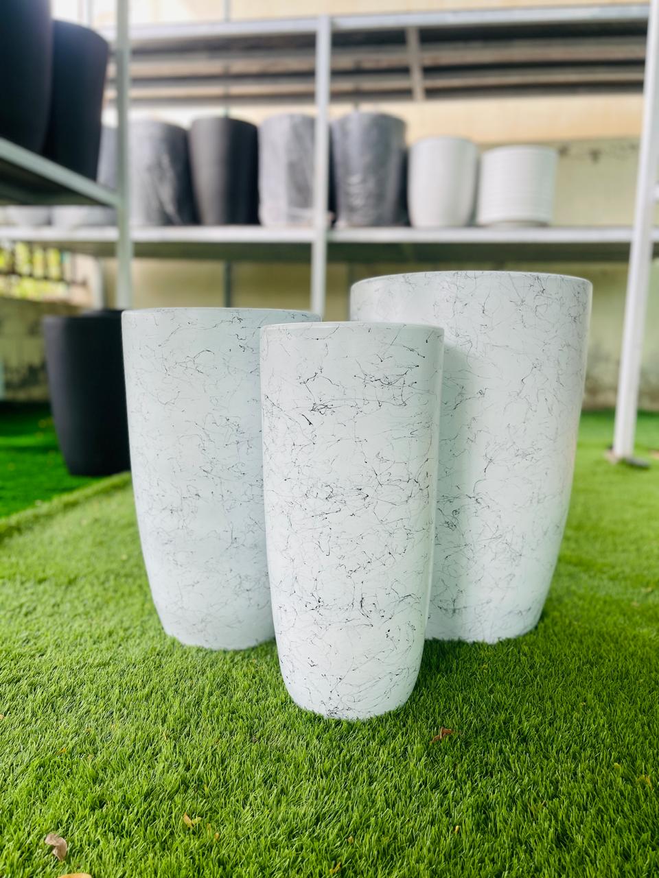 Ceramic Marble Design Tall Pot